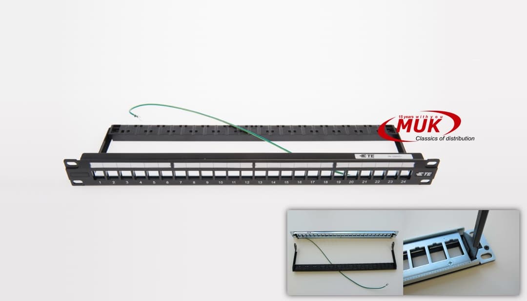 Patch panel AMP open 24xRJ45 UTP/STP SL&TWIST plastic cable holder